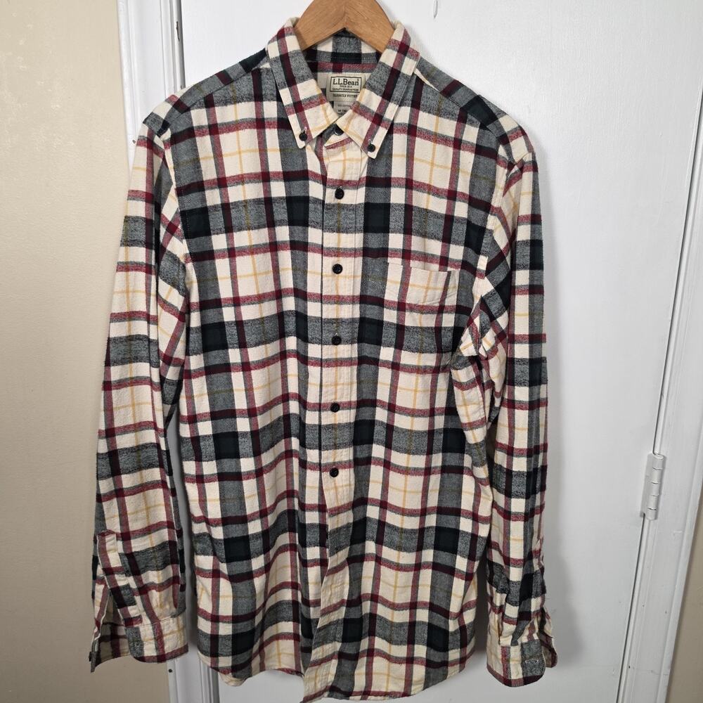 L.L. Bean Slightly Fitted Heavy 100% Cotton Button Front Shirt Men's MED Tall